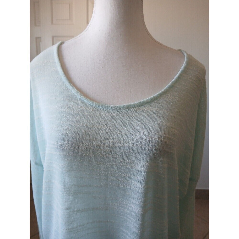 Olive And Oak Womens Tunic 3/4 Sleeve Textured Shirt Size‎ Medium  Aqua/White - Picture 7 of 14